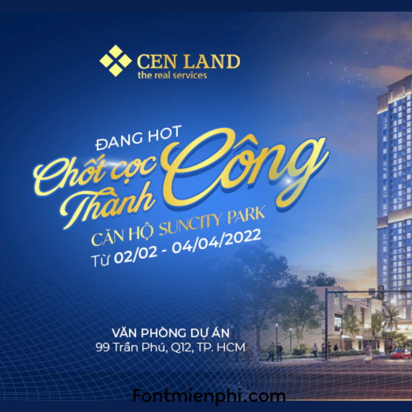 Font combo thiết kế bất động sản 1 , Sẳn hiệu ứng gradient trong file Ps